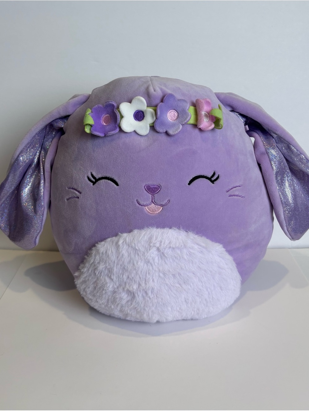 NWOT Squishmallows 10" Bubbles the Bunny Flower Crown Fuzzy Belly Easter Plush